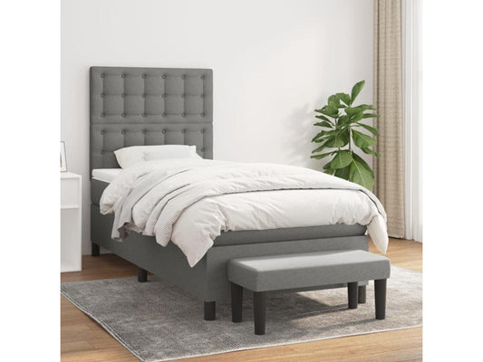 Lit à sommier tapissier avec matelas Gris foncé 80x200 cm Tissu YOJN30250