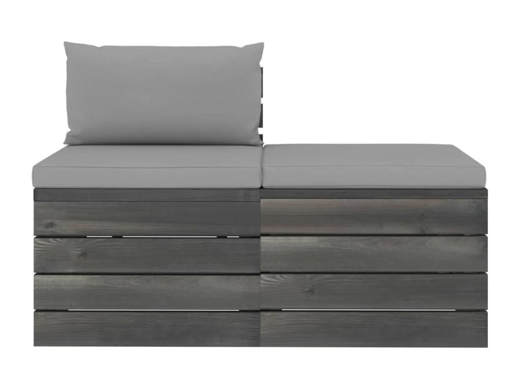 Salon palette de jardin 2 pièces avec coussins Bois de pin massif MDED34757