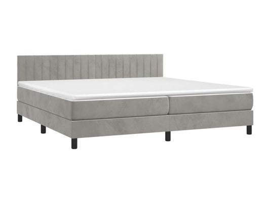 Lit à sommier tapissier et matelas Gris clair 200x200cm Velours OQFW62488