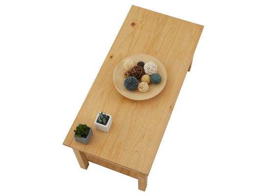 Table basse Chicyla table de salon rectangulaire style mexicain avec 2 tiroirs et 1 étagère inférieure en pin massif teinté/ciré WIRO44885