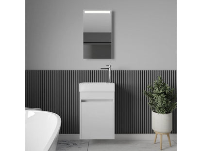 Meuble lave-main salle de bain design Chicyla largeur 45 cm blanc laqué XOFT94794