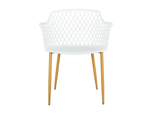 Chicyla - Lot de 4 Fauteuils Blancs Pieds Effet Bois Verni CKGV96800