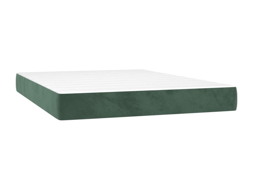 Lit à sommier tapissier et matelas Vert foncé 140x200 Velours YITM61652