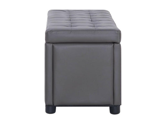 Pouf de rangement 87.5cm Gris Similicuir QPLS45406