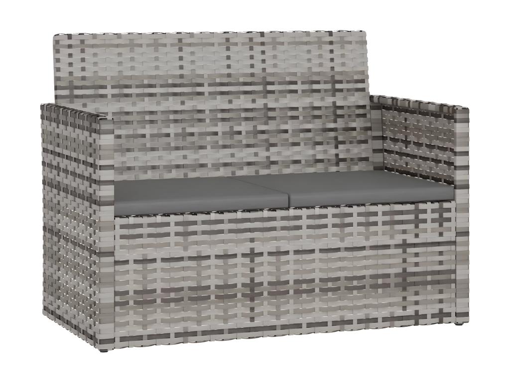 Banc de jardin avec coussins Gris 105 cm Résine tressée YYOB41211