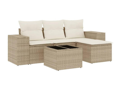 Salon de jardin avec coussins 5 pcs beige résine tressée ZGTA60109