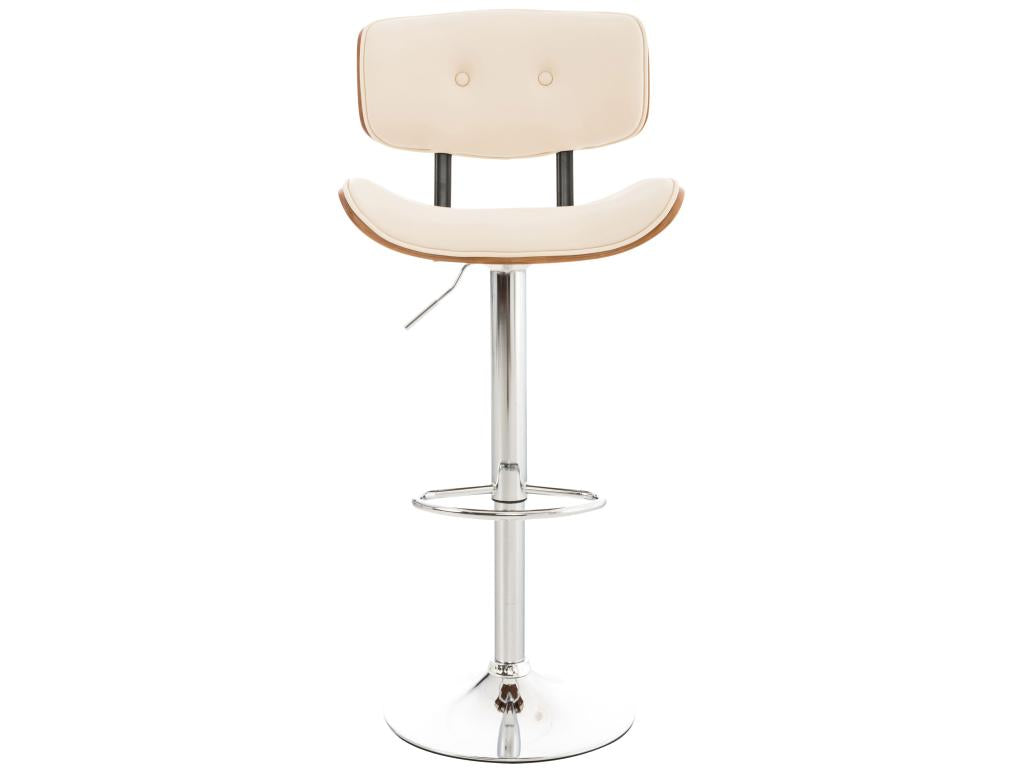 Lot de 2 Tabourets de bar - Similicuir / Métal chromé - Noyer / Crème - Sarnia NAXC71791