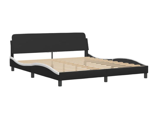 Lit avec matelas noir et blanc 180x200 cm similicuir OPGT22387