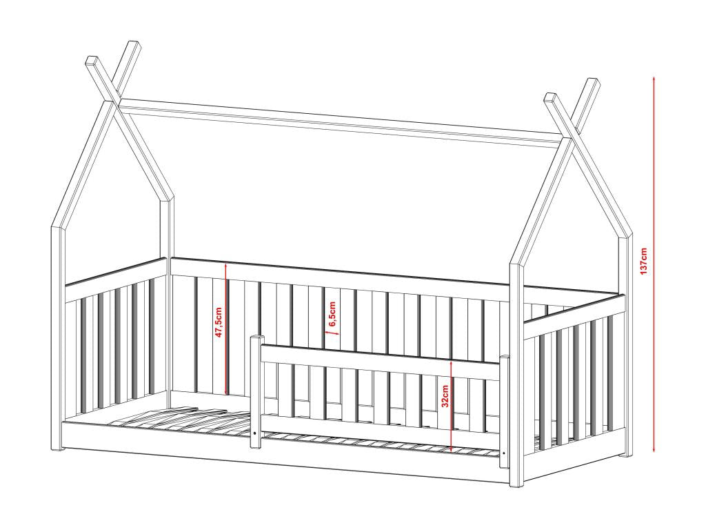 Lit cabane Domopure HB001 80x160 cm Blanc HGFO21780