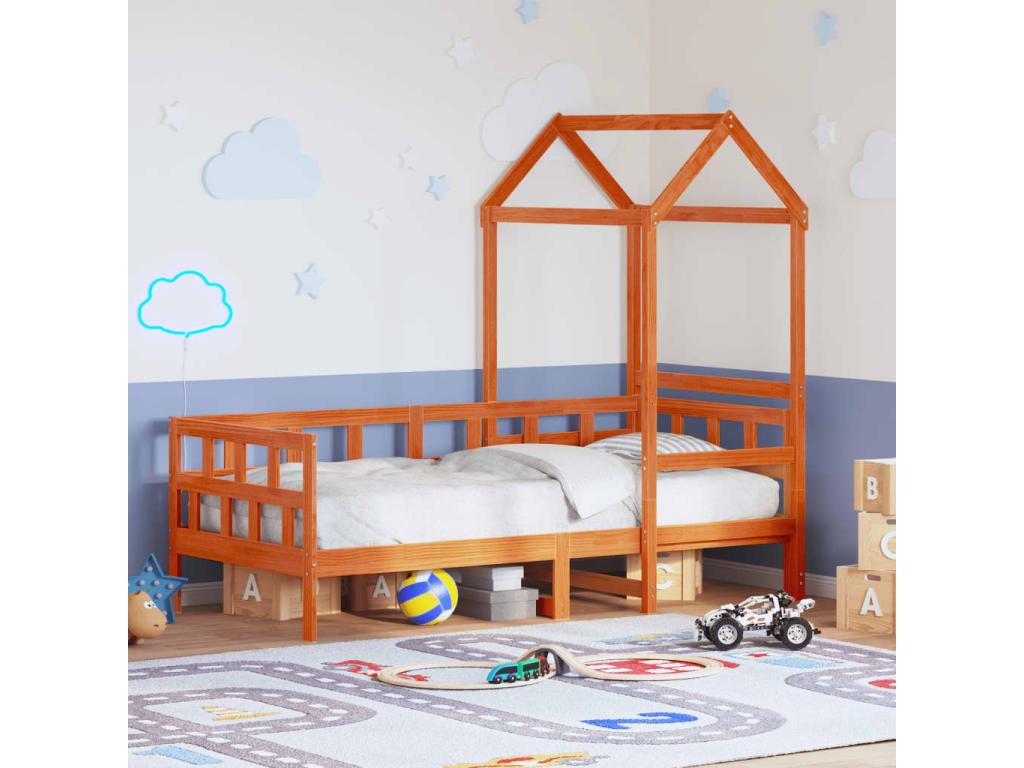 Lit de jour avec toit sans matelas 80x200 cm bois massif SYJG76397