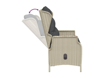 Banc de jardin à 2 places et coussins gris clair résine tressée SYDQ41706