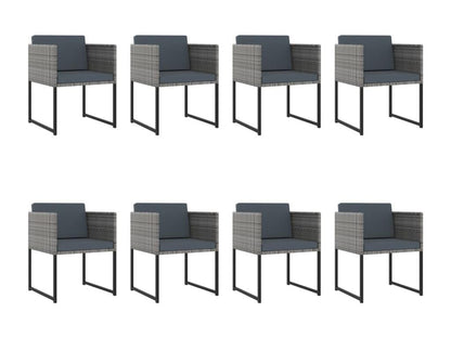 Salon de jardin 13 pcs avec coussins Résine tressée Gris GVXD20740