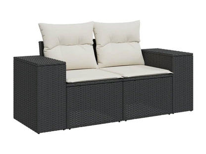 Salon de jardin 8 pcs avec coussins noir résine tressée ZPJE88788