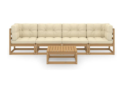 Salon de jardin 5 pcs avec coussins Bois de pin massif TVNU76989
