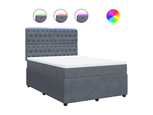 Sommier à Chicyla de lit et matelas Gris foncé 140x190cm Velours LLIE92512