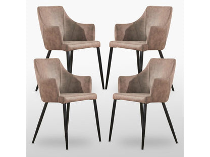 Domopure - Lot de 4 Chaises Design en Simili Cuir - Rembourrée - Marron ZNXJ93680