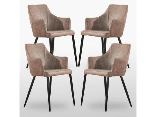Domopure - Lot de 4 Chaises Design en Simili Cuir - Rembourrée - Marron ZNXJ93680