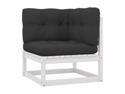 Salon de jardin 10 pièces avec coussins Blanc Bois de pin massif WGCC22322