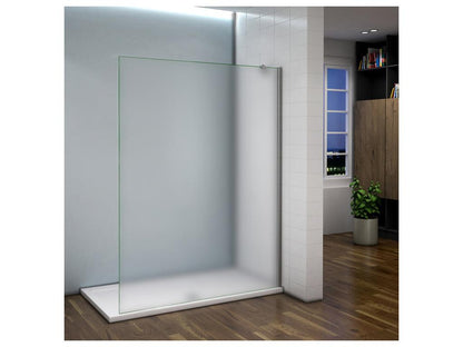 Paroi de douche à l'italienne 100x200cm - 8mm verre trempé sablé - Avec barre de fixation d'angle 45cm JAXM26830