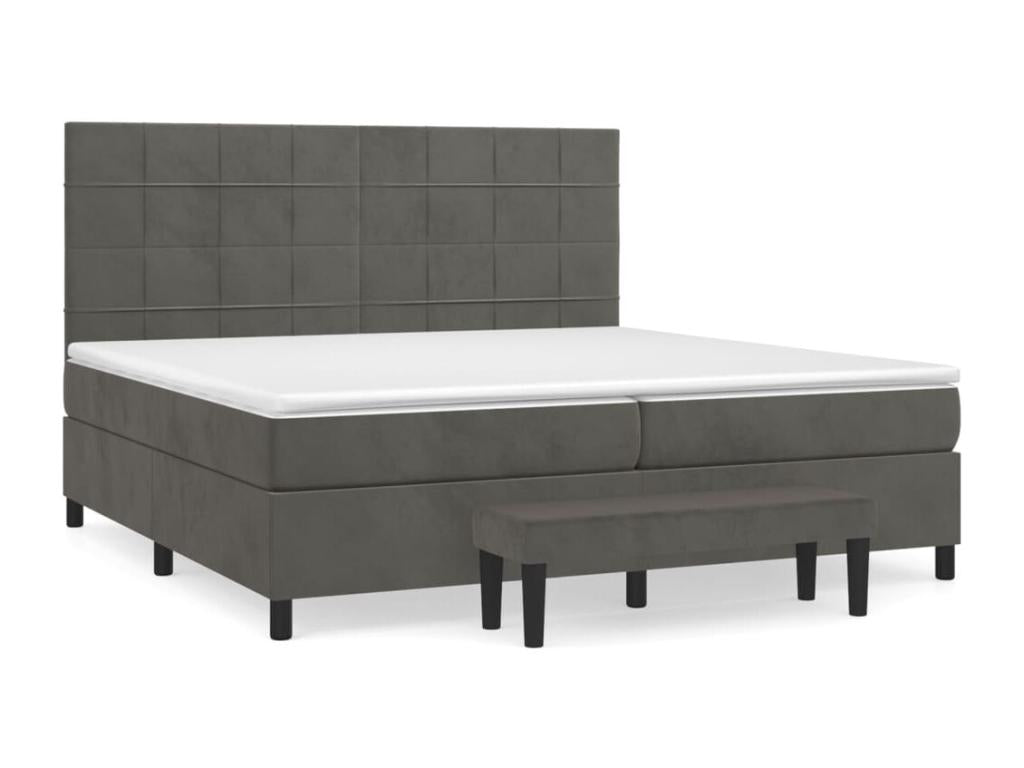 Sommier à Domopure de lit et matelas Gris foncé 200x200 Velours LYBI91331