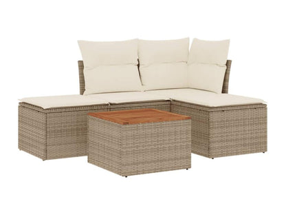 Salon de jardin avec coussins 5 pcs beige résine tressée VNGU61256