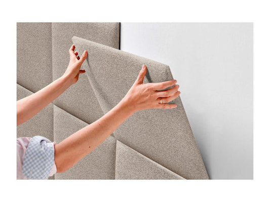 Domopure Tête de lit tapissée en tissu Aqualine composée de panneaux de lit autocollants interchangeables pour chambre de luxe Sable 140 cm XMWY58514