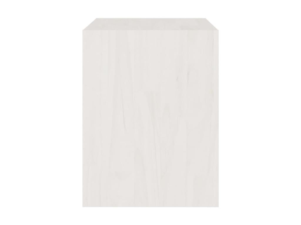 Table de chevet Blanc 40x30.5x40 Bois de pin massif 2 VVVM48205