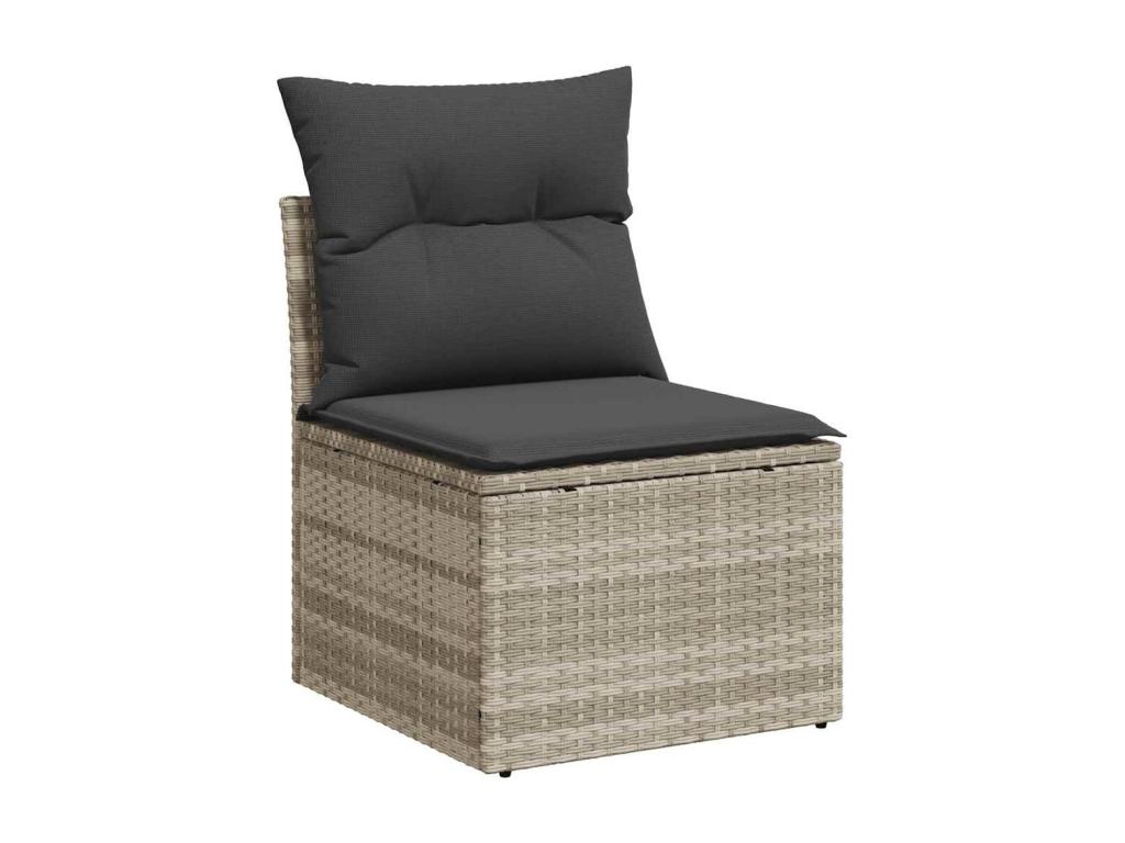 Salon de jardin avec coussins 7 pcs gris clair résine tressée DENU99480