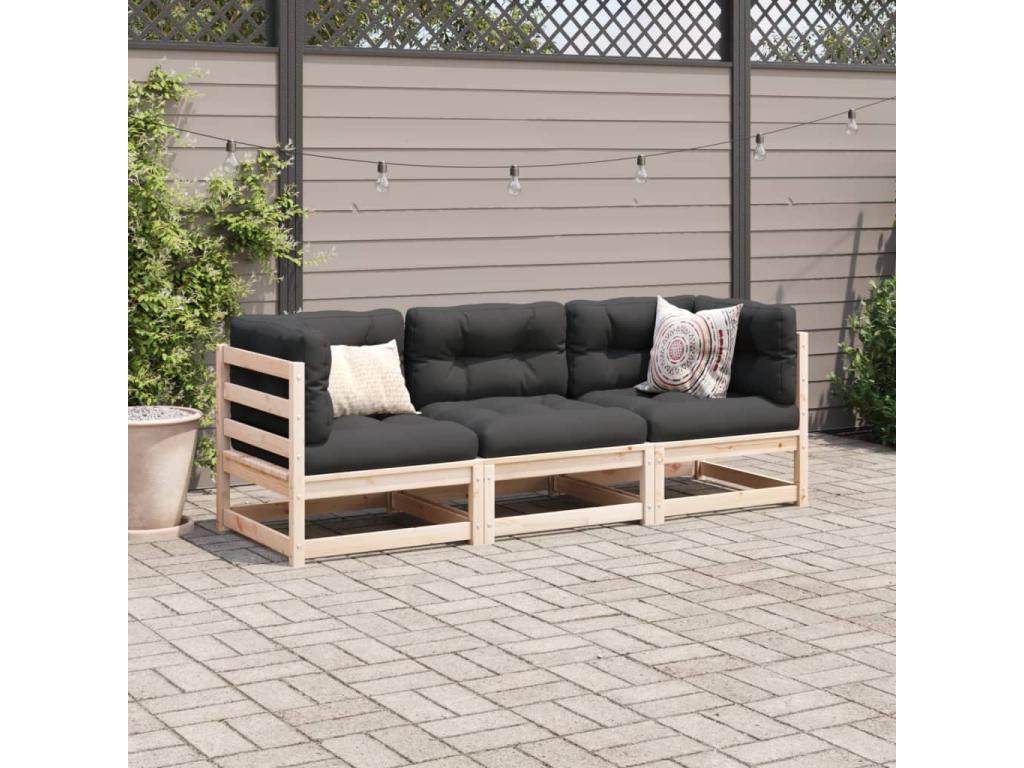 Salon de jardin 3 pcs bois de pin massif ENNB31779