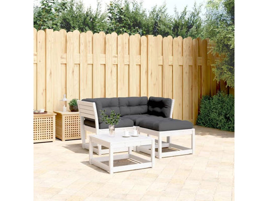 Salon de jardin 3 pcs avec coussins blanc bois massif de pin PDUF68300
