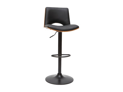 Tabouret de bar design réglable noir et bois foncé Domopure TFZE00091