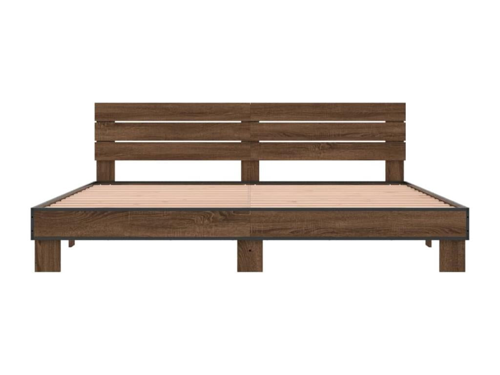 Cadre de lit chêne marron 200x200 bois d'ingénierie et métal OVAM06159