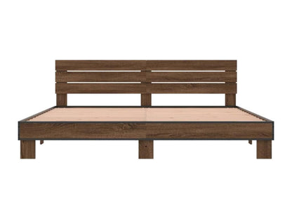 Cadre de lit chêne marron 200x200 bois d'ingénierie et métal OVAM06159