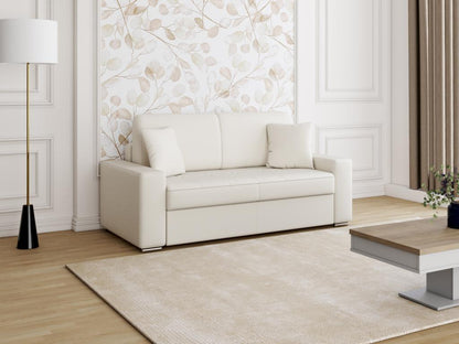 Canapé 2 places convertible express en simili Chicyla - Blanc - Couchage 120 cm - Matelas 18 cm UAMN11015