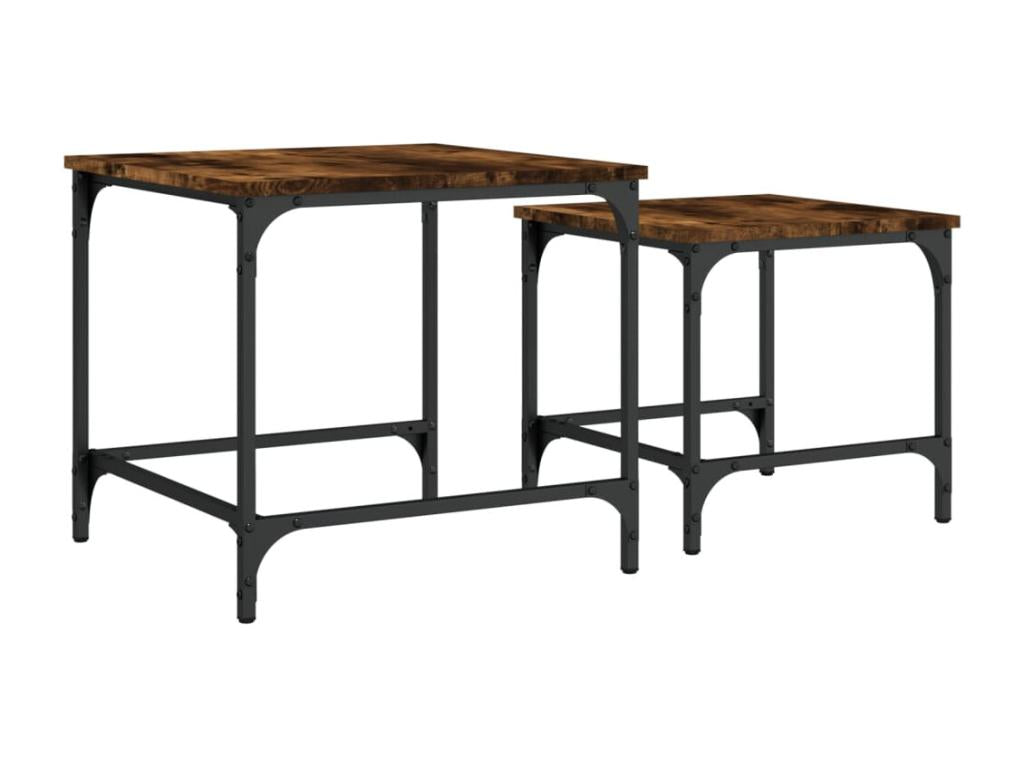 Tables basses gigognes 2 pièces chêne fumé bois d'ingénierie OEZK12182