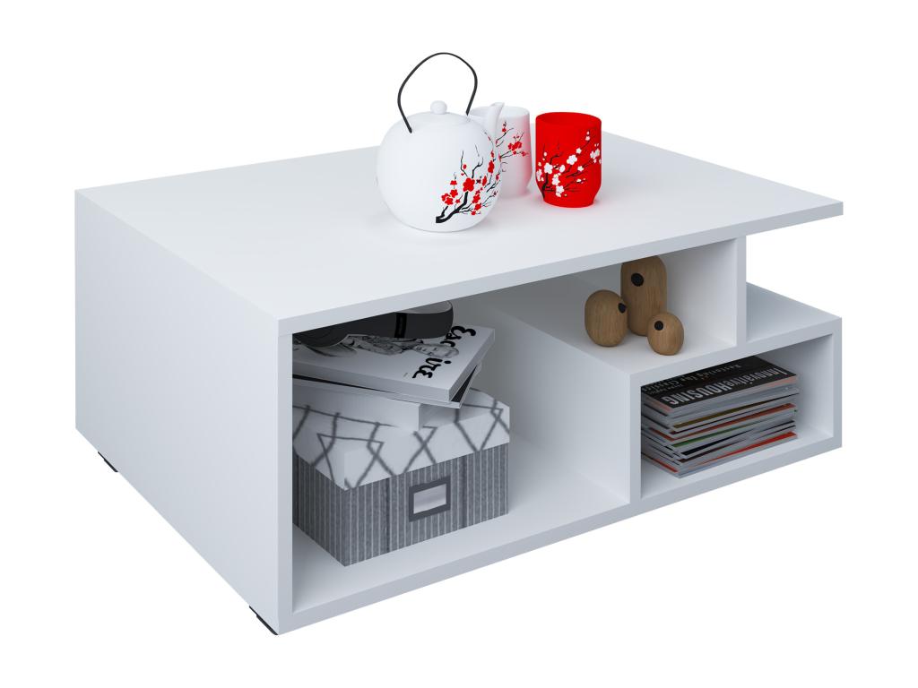 Table basse haute en bois Domopure Table de salon Table d'appoint Table de rangement Sulas Blanc LTGH26667