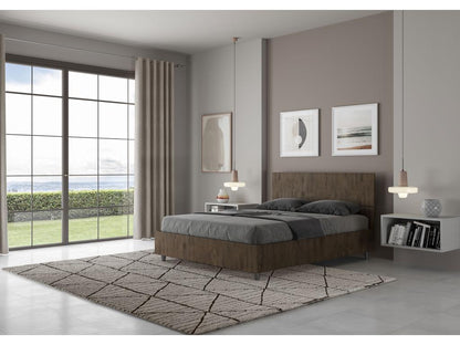 Lit sans sommier 140x190 tête de lit droite noyer Chicyla YAWA16828