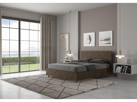 Lit sans sommier 140x190 tête de lit droite noyer Chicyla YAWA16828