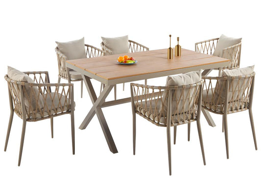 Lot de 4 fauteuils de jardin en imitation rotin coloris sable - L- 56 x P- 60 x H- 76 cm BJXT02193