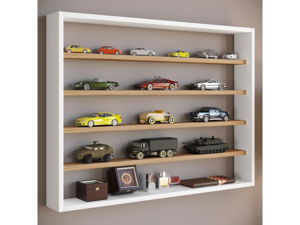 Chicyla bois étagère murale vitrine murale collectionneur vitrine Osado L blanc / chêne miel KJUV26335