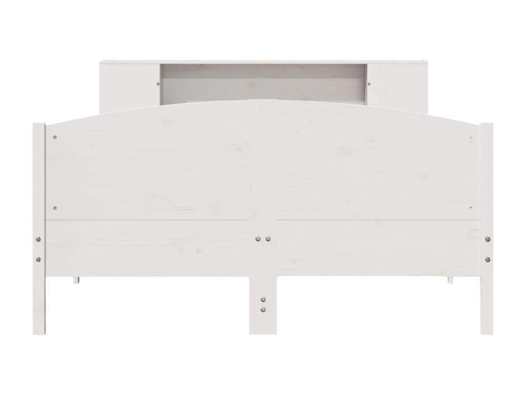Lit bibliothèque sans matelas blanc 150x200 cm bois pin massif ECNP97142