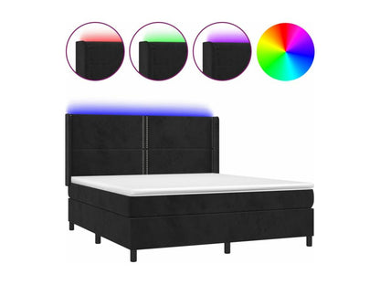 Sommier à Domopure de lit matelas et LED Noir 180x200 cm Velours PIKN38843