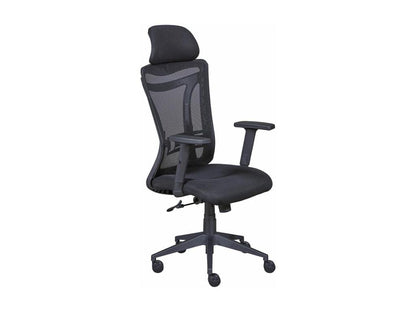 Domopure - Fauteuil de Bureau Tissu Mesh Noir et Appui-Tête MQNN38643