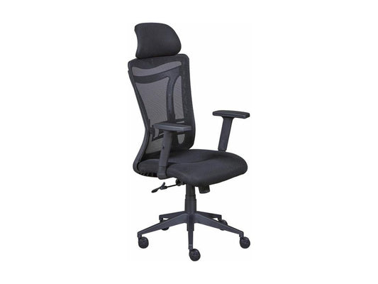 Domopure - Fauteuil de Bureau Tissu Mesh Noir et Appui-Tête MQNN38643