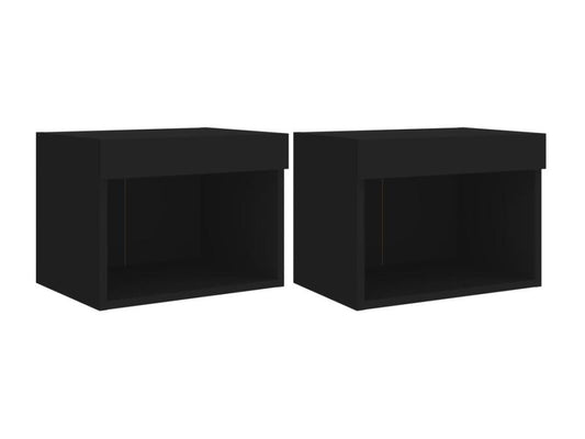 Tables de chevet murales avec Domopureères LED 2 pièces noir EGIW60908