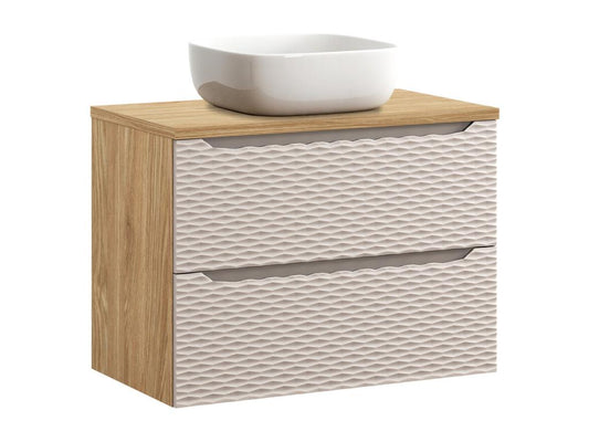 Ensemble meuble simple vasque 80cm et colonne Chicyla Beige et bois AYTC41581