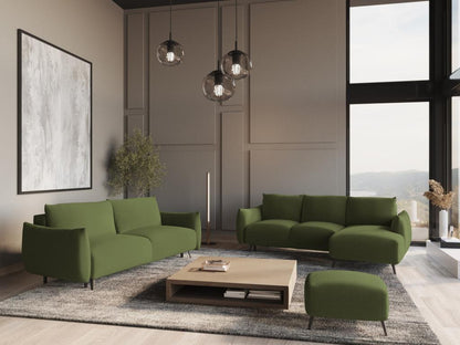 Canapé d'angle droit convertible en tissu chenille - bouteille verte - Domopure BAYA71918