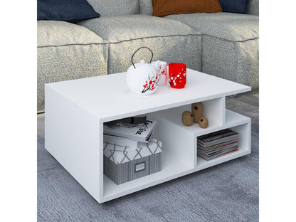 Table basse haute en bois Domopure Table de salon Table d'appoint Table de rangement Sulas Blanc LTGH26667
