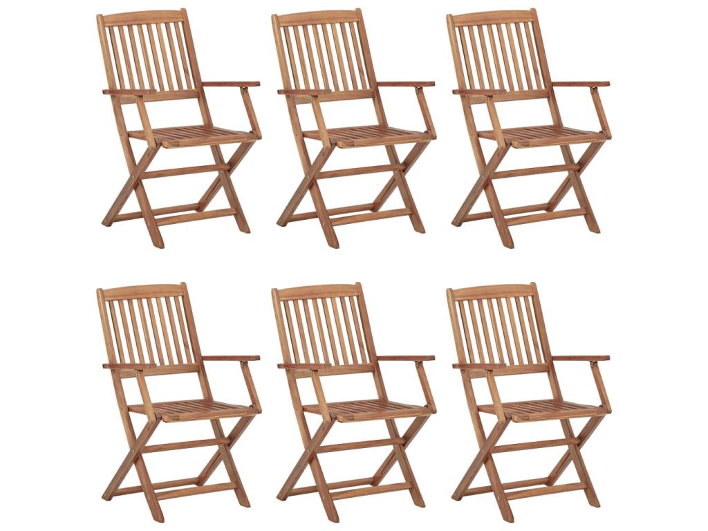 Chaises pliables de jardin 6 pcs avec coussins Bois d'Domopure 82 VTAG71327