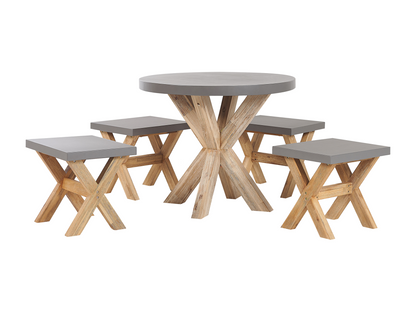 Salle à manger de jardin avec tabourets 4 places Domopure Béton Gris QZVG18431